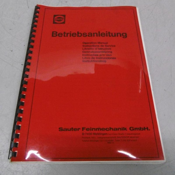 Bedienungsanleitung für Hydro-Kopiereinrichtung Sauter, Betriebsanleitung, Handbuch, Anleitung, Oper