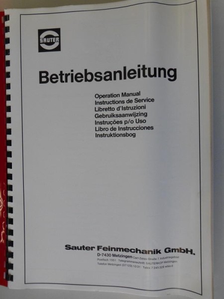 Bedienungsanleitung Hydro-Kopiereinrichtung Sauter, Betriebsanleitung, Handbuch, Anleitung, Operatio