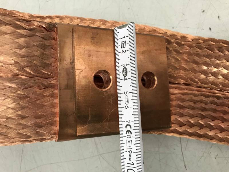 Masseband Kupfer verzinnt 16mm² L35cm 8Ø Bohrung Kupferhülsen gepresst